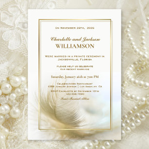Invitation de réception de mariage élégante à plum