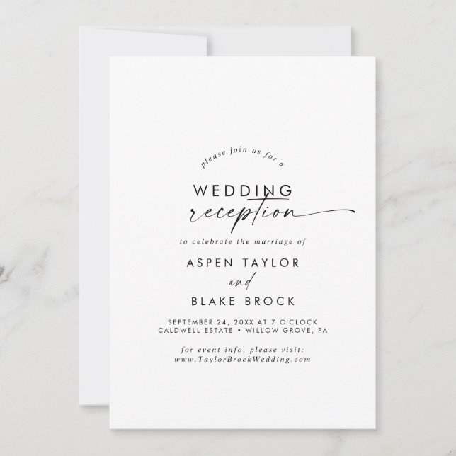 Invitation de réception de mariage en écriture mod (Devant)