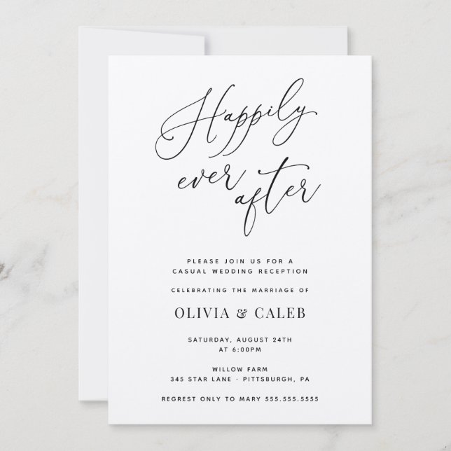 Invitation de réception de mariage et fin heureuse (Devant)