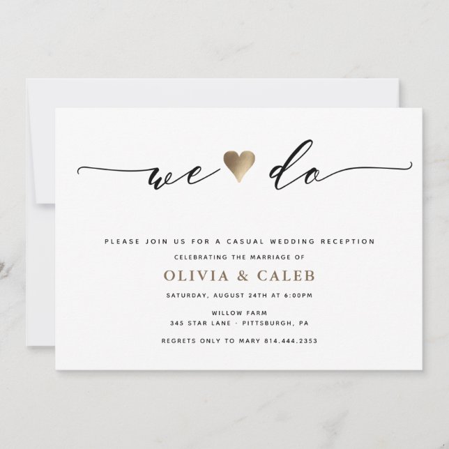 Invitation de réception de mariage Just Married (Devant)