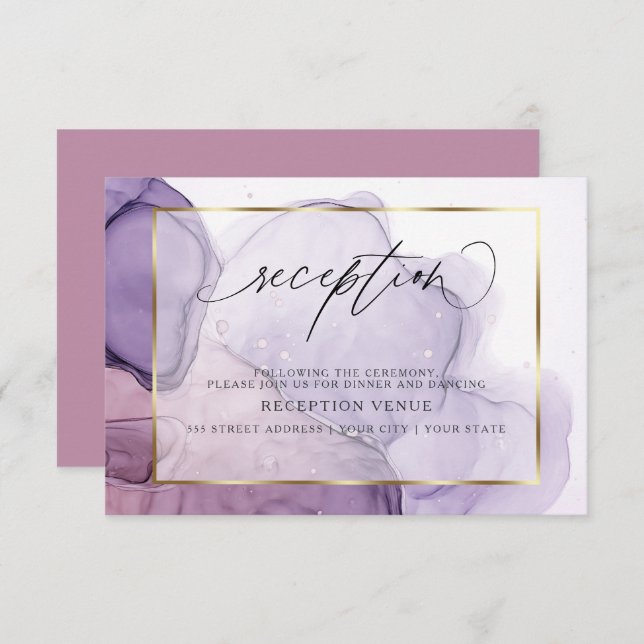 Invitation de réception de mariage moderne lilas r (Devant / Derrière)