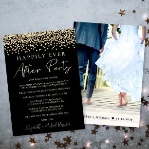 Invitation de réception de mariage noir avec paill