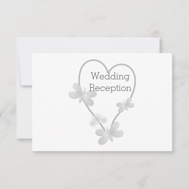 Invitation de réception de mariage Silver Heart Bu (Devant)