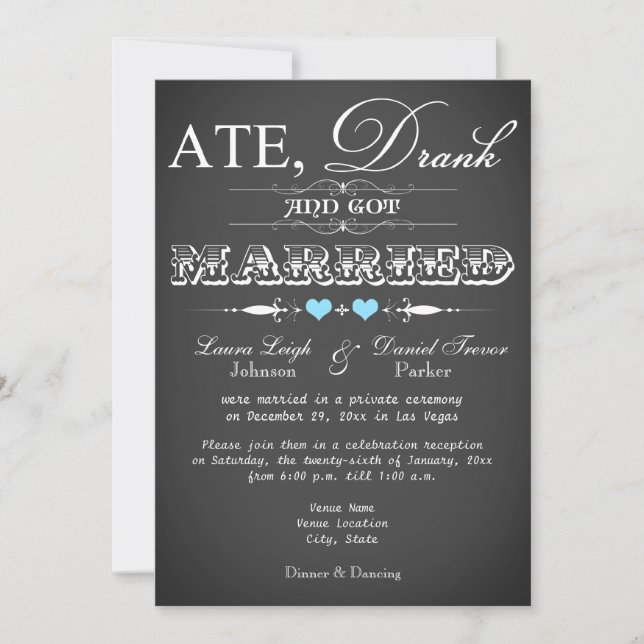 Invitation de réception de mariage sur ardoise (Devant)