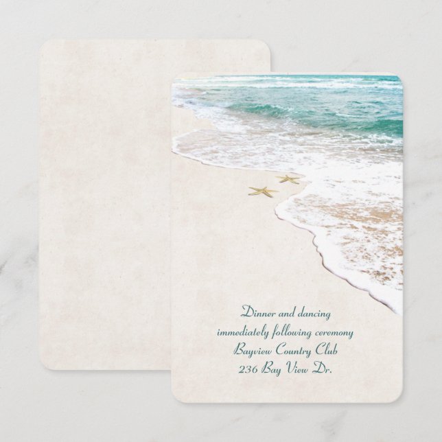 Invitation de réception de mariage sur la plage (Devant / Derrière)