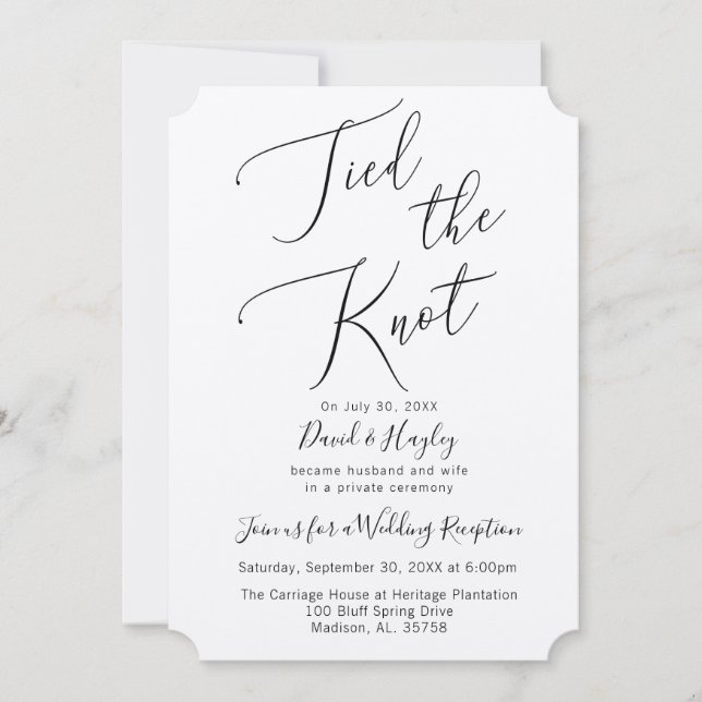 Invitation de réception de mariage "Tied the Knot" (Devant)