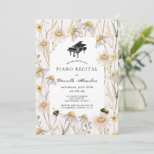 Invitation de récital de piano aux camomilles rose