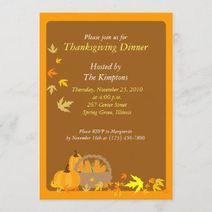 Invitation de récolte du dîner 5x7 de thanksgiving