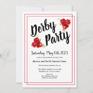 Invitation de Red Roses Derby Party