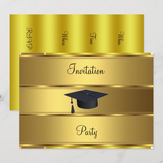 Invitation de remise de diplôme en barre d'or (Devant / Derrière)