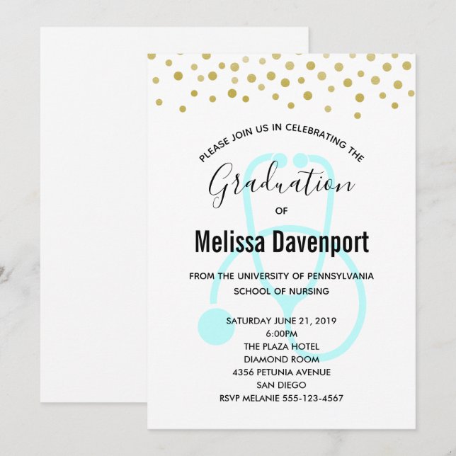 Invitation de remise de diplôme en soins infirmier (Devant / Derrière)