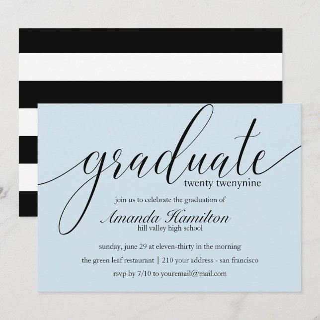 Invitation de remise de diplôme en typographie Ble (Devant / Derrière)
