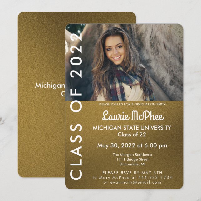 Invitation de remise de diplôme personnalisée avec (Devant / Derrière)