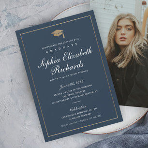 Invitation de remise de diplôme photo or script cl