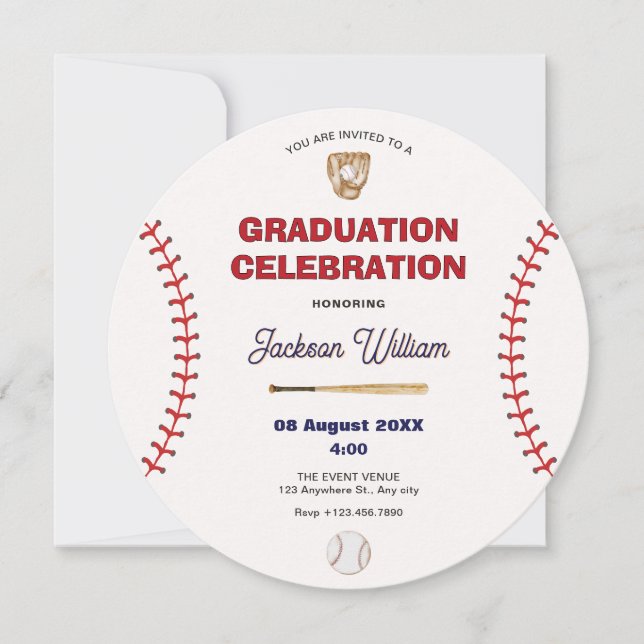 Invitation de remise de diplômes de baseball (Devant)