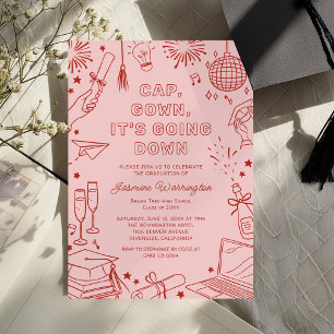 Invitation de remise de diplômes moderne rouge fan