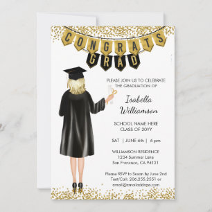 Invitation de remise de diplômes unique Cheveux Bl