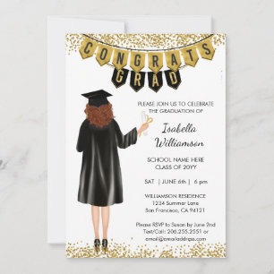 Invitation de remise de diplômes unique Cheveux Ro