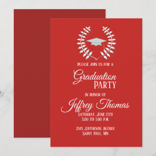 Invitation de remise des diplômes Casquette Rouge 