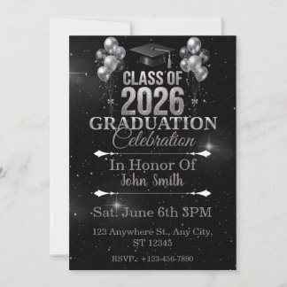 Invitation de remise des diplômes élégante argent