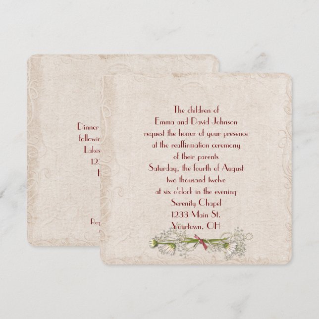 Invitation de renouvellement Daisy et Pearl Vow (Devant / Derrière)