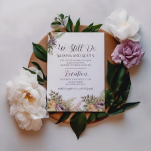 Invitation de renouvellement de vœux florale viole
