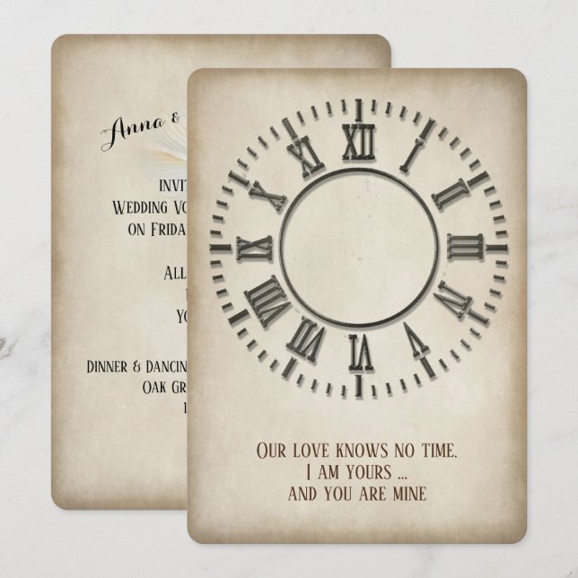 Invitation de renouvellement de vœux Horloge intem (Devant / Derrière)