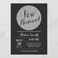 Invitation de renouvellement de vœux pailletée noi