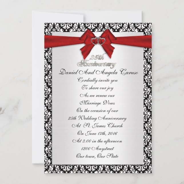 Invitation de renouvellement de vœux pour le 25e a (Devant)