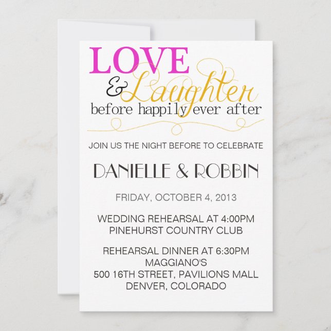 Invitation de répétition d'amour et de rire (Devant)