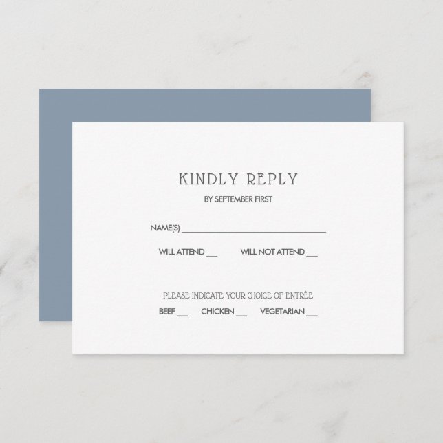 Invitation de réponse de mariage simple moderne bl (Devant / Derrière)