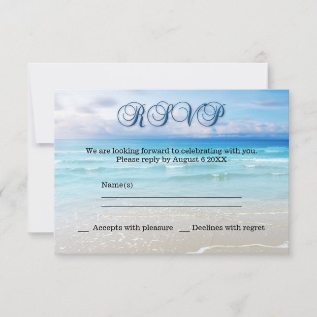 Invitation de réponse de mariage sur la plage (Devant)