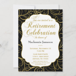 Invitation de retraite Black Gold Swirl Élégante