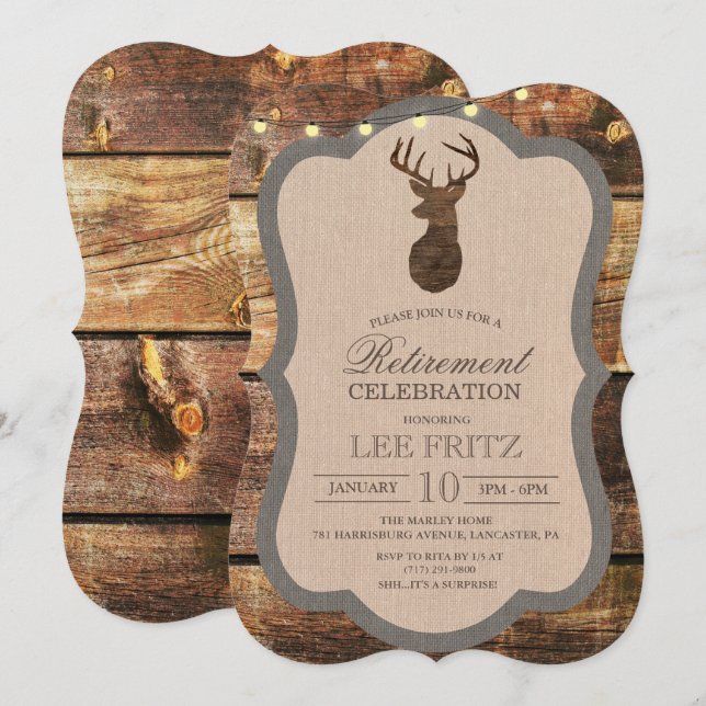 Invitation de retraite de cerf rustique (Devant / Derrière)
