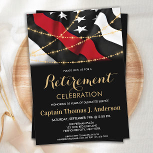Invitation de retraite de pompier Thin Red Line - 