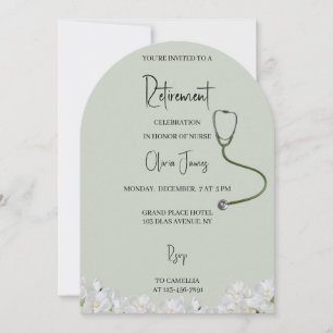 Invitation de retraite d'infirmière Fleurs  Stétho