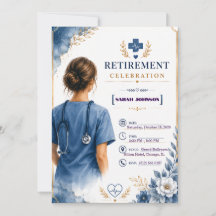 Invitation de retraite pour infirmière à motif flo