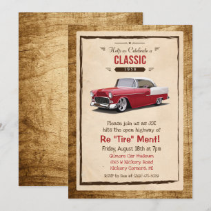 Invitation de retraite rétro de voiture classique