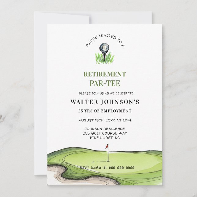 Invitation de retraite sur le thème du golf PAR- T (Devant)