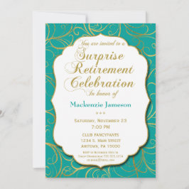 Invitation de retraite surprise Turquoise Gold Swi