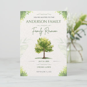 Invitation de réunion de famille d'arbre aquarelle