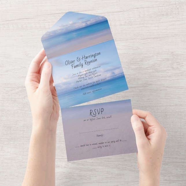 Invitation De Réunion Familiale Plage Avec RSVP (Déchirure)