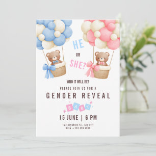 Invitation de révélation de genre Teddy Bear Revea