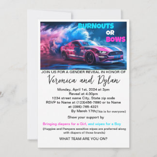 Invitation de révélation de sexe Burnouts ou Bows