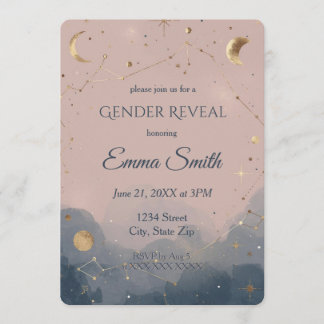 Invitation de Révélation du Sexe Céleste Rose Pâle
