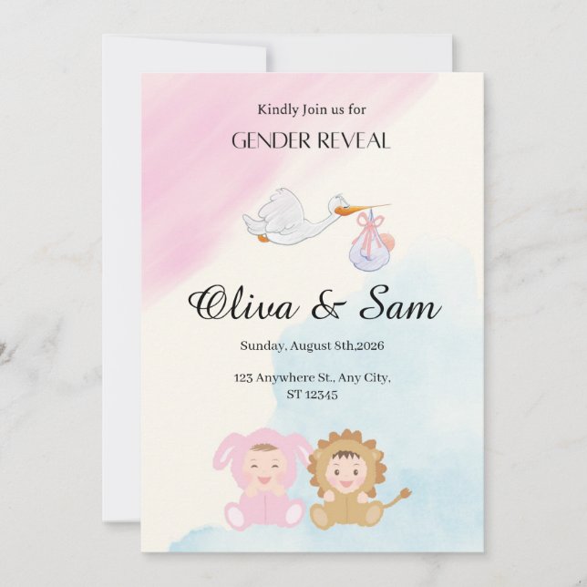 Invitation de révélation du sexe de bébé par la ci (Devant)