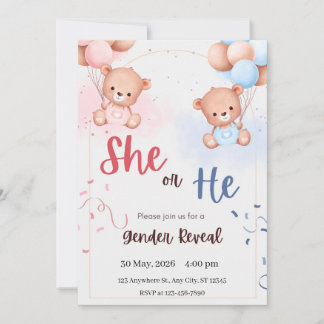 Invitation de révélation du sexe de l'ours avec ba