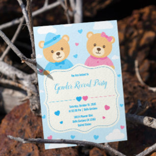 Invitation de révélation du sexe de l'ours mignon