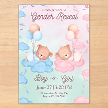 Invitation de révélation du sexe des ours mignons