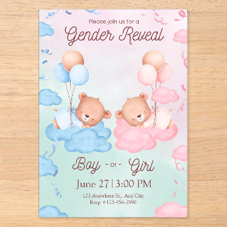 Invitation de révélation du sexe des ours mignons